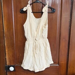 Kids Cream Tie-Shoulder One-Piece Romper